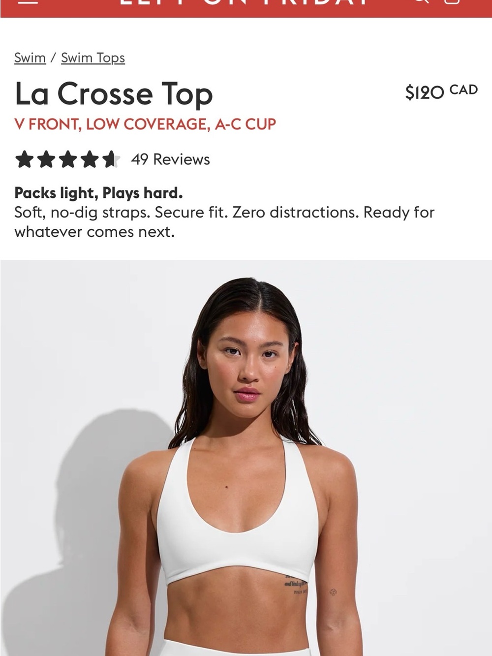 La Crosse Top — White Women's Swim Top